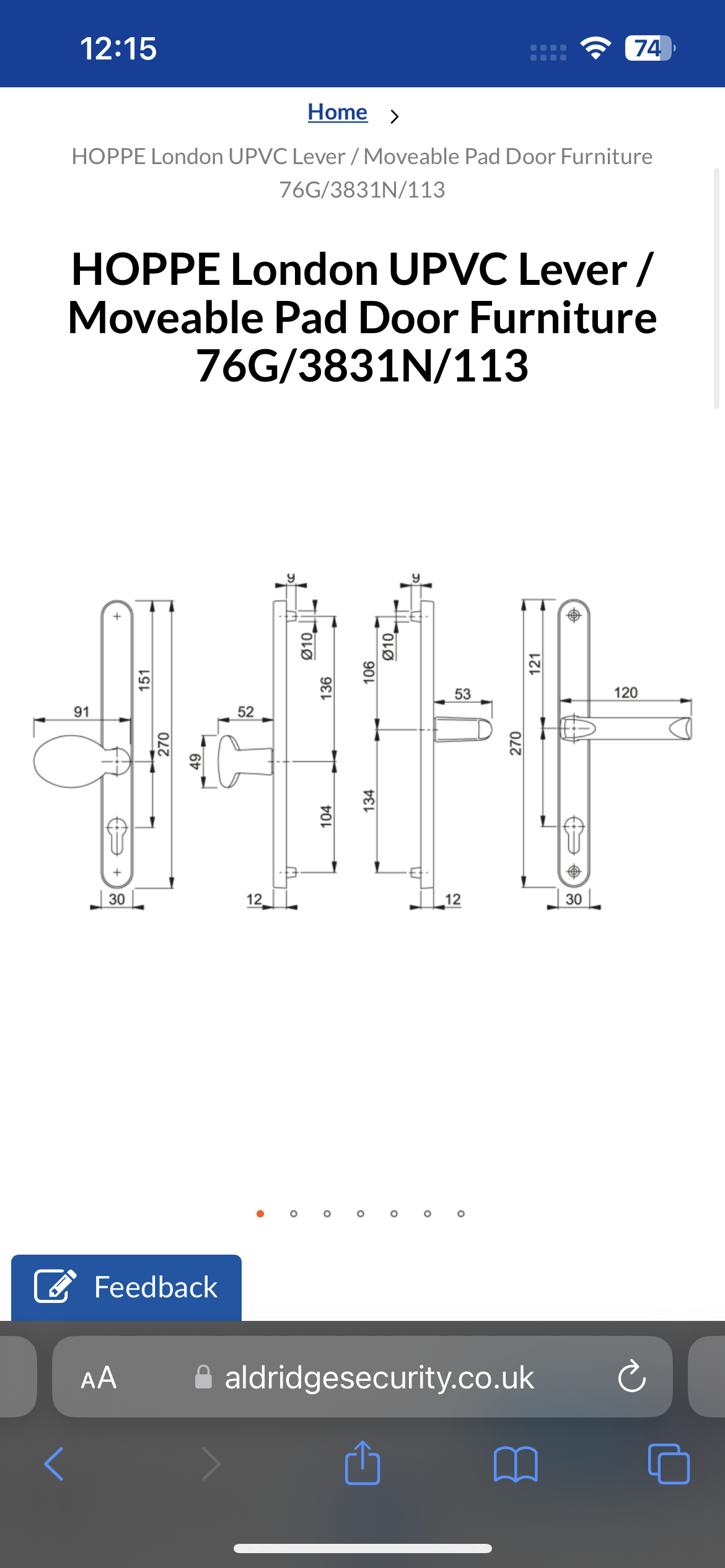 HOPPE London UPVC Lever / Moveable Pad Door Furniture 76G/3831N/113