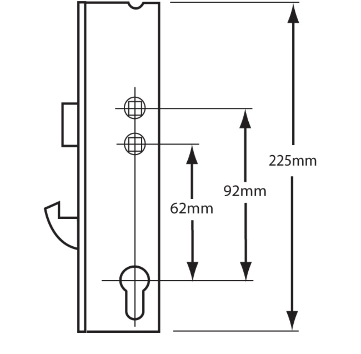 KENRICK Lever Operated Latch & Hookbolt Gearbox with Twin Spindle