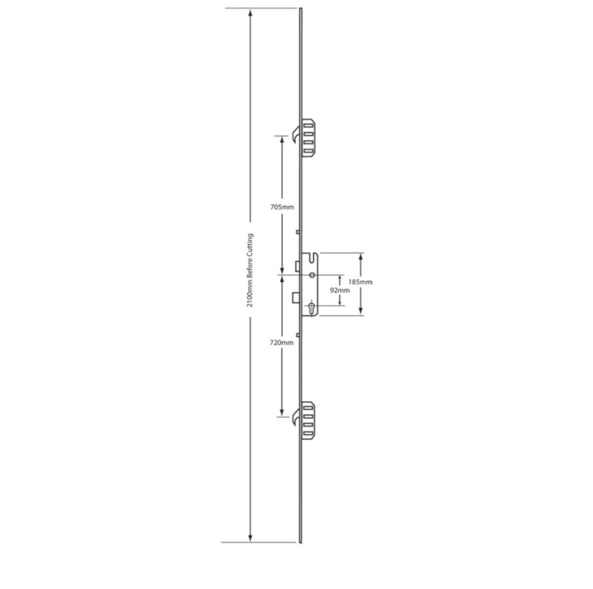 WINKHAUS Cobra Lever Operated Latch & Deadbolt Split Spindle - 2 Hook 2 Roller