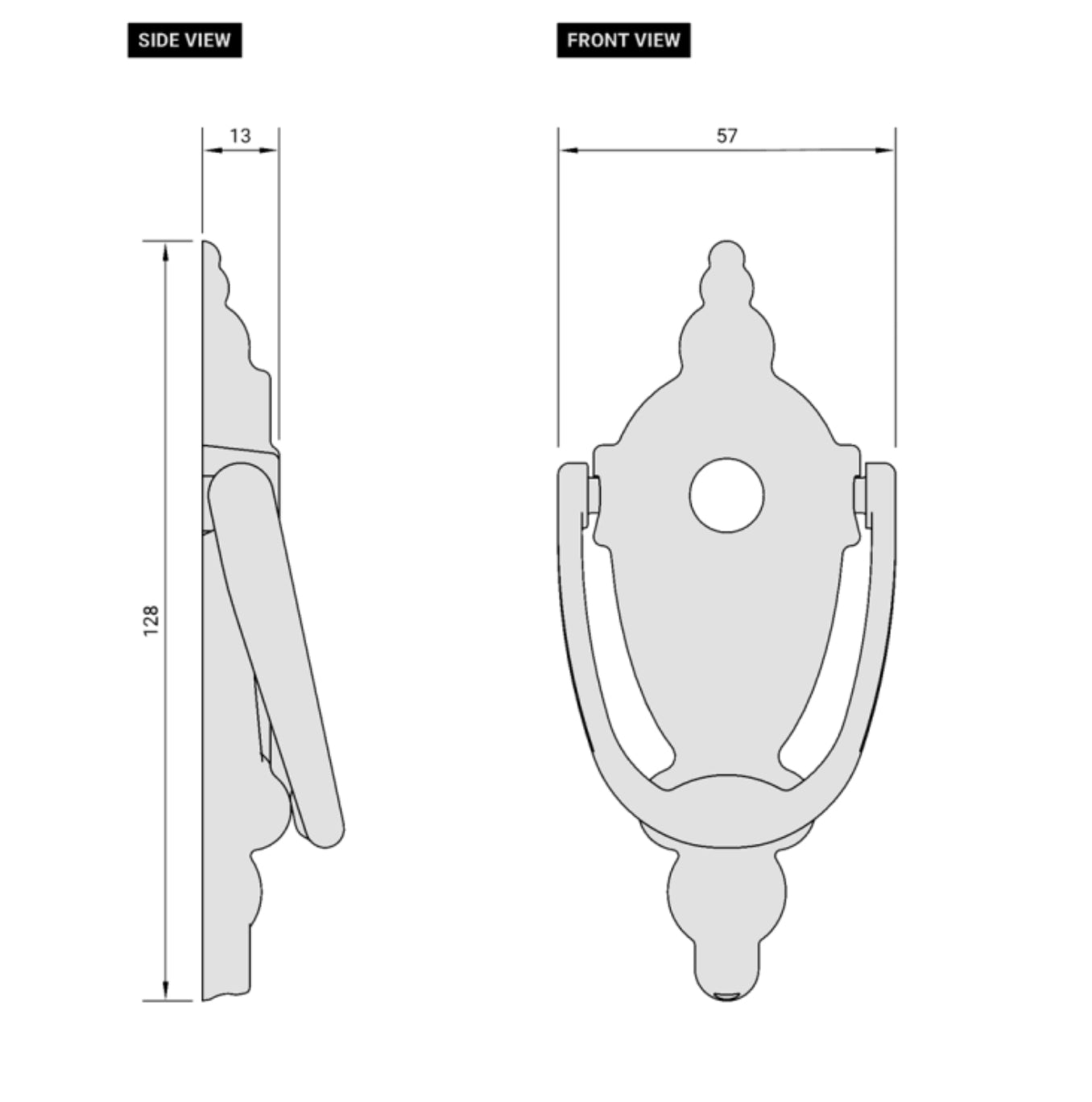 AVOCET Affinity Traditional Victorian Urn Door Knocker With Cut For Viewer