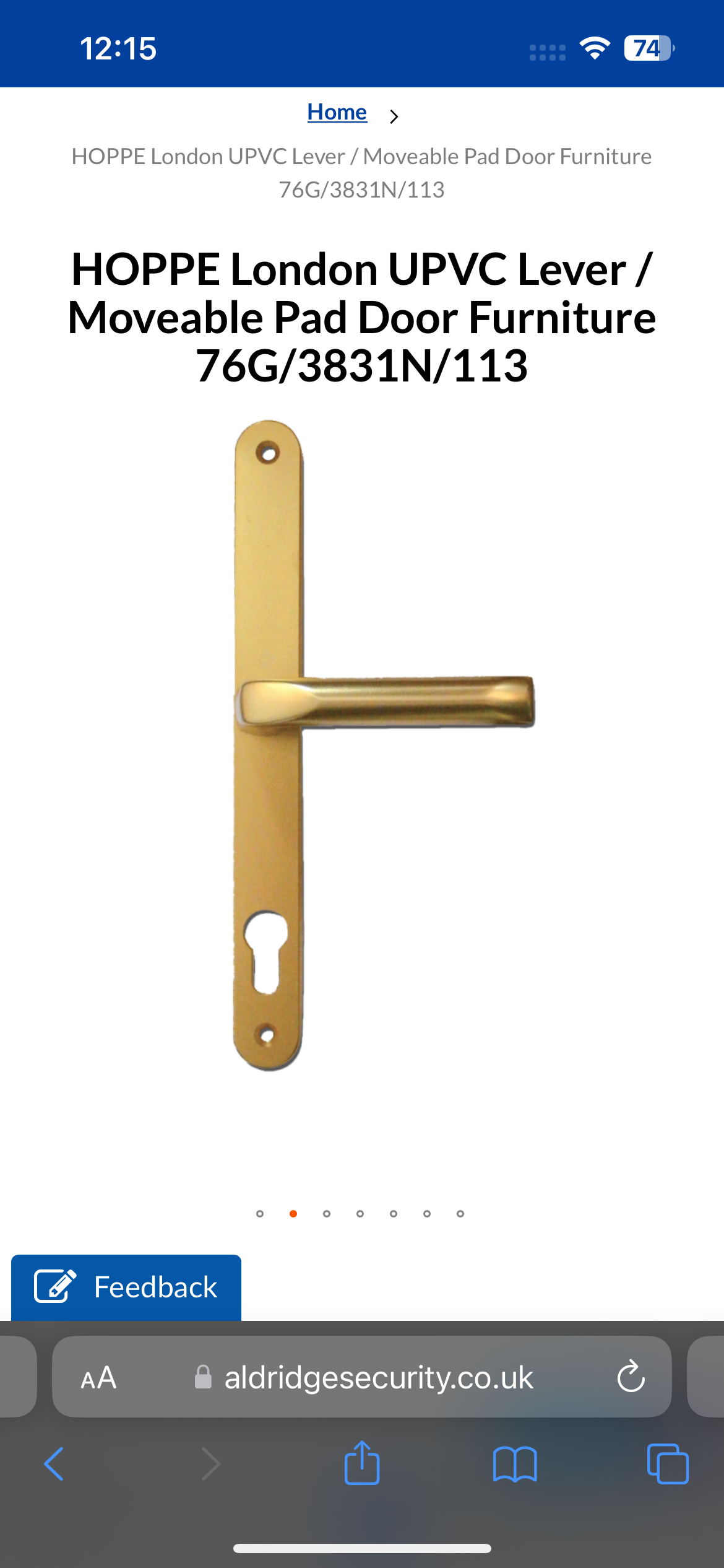 HOPPE London UPVC Lever / Moveable Pad Door Furniture 76G/3831N/113