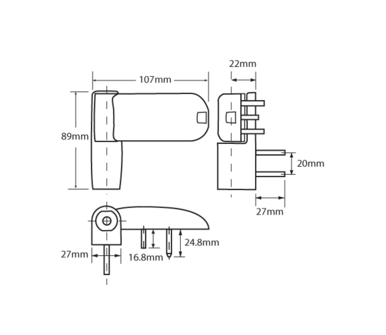 ASEC Adjustable Flag Hinge For UPVC Doors Dimensions