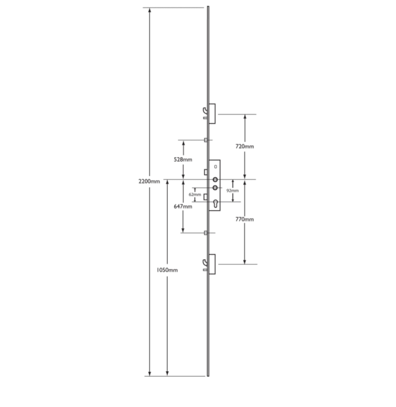 LOCKMASTER Lever Operated Latch & Deadbolt Twin Spindle - 2 Hook 2 Anti-Lift 2 Roller