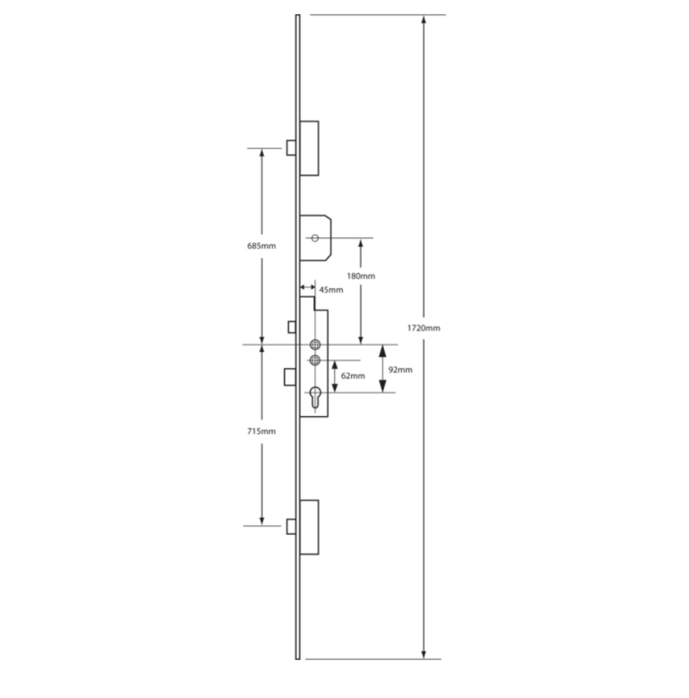 FULLEX Holiday Lock Lever Operated Latch & Deadbolt Twin Spindle - 2 Deadbolt