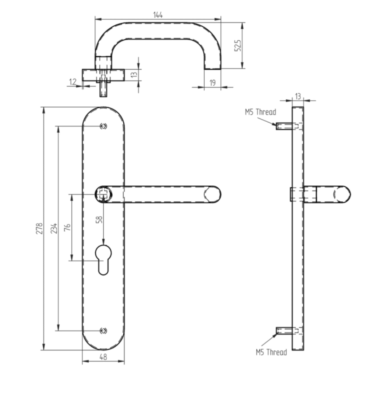 HOOPLY 918901 Stainless Steel Container Door Handle With Return To Door Lever
