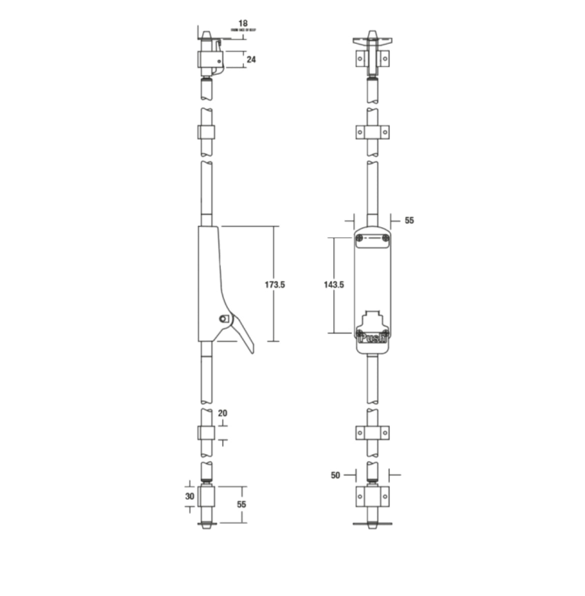 UNION ExiSAFE Push Pad Bolt To Suit Single Doors