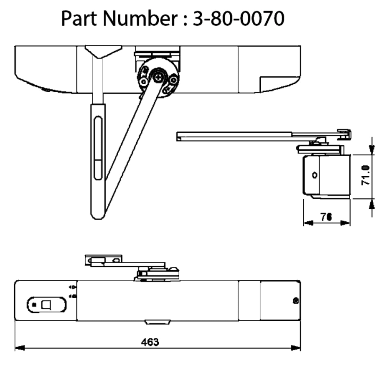 AGRIPPA Sound Activated Size 4 Digital Fire Door Closer Dimensions