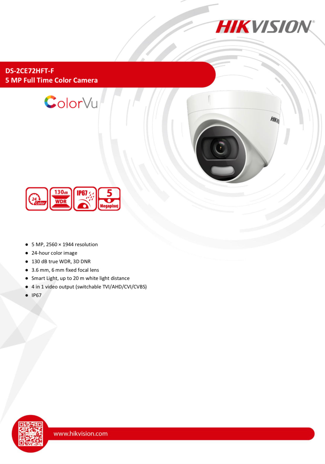 DS-2CE72HFT-F/B-2.8MM