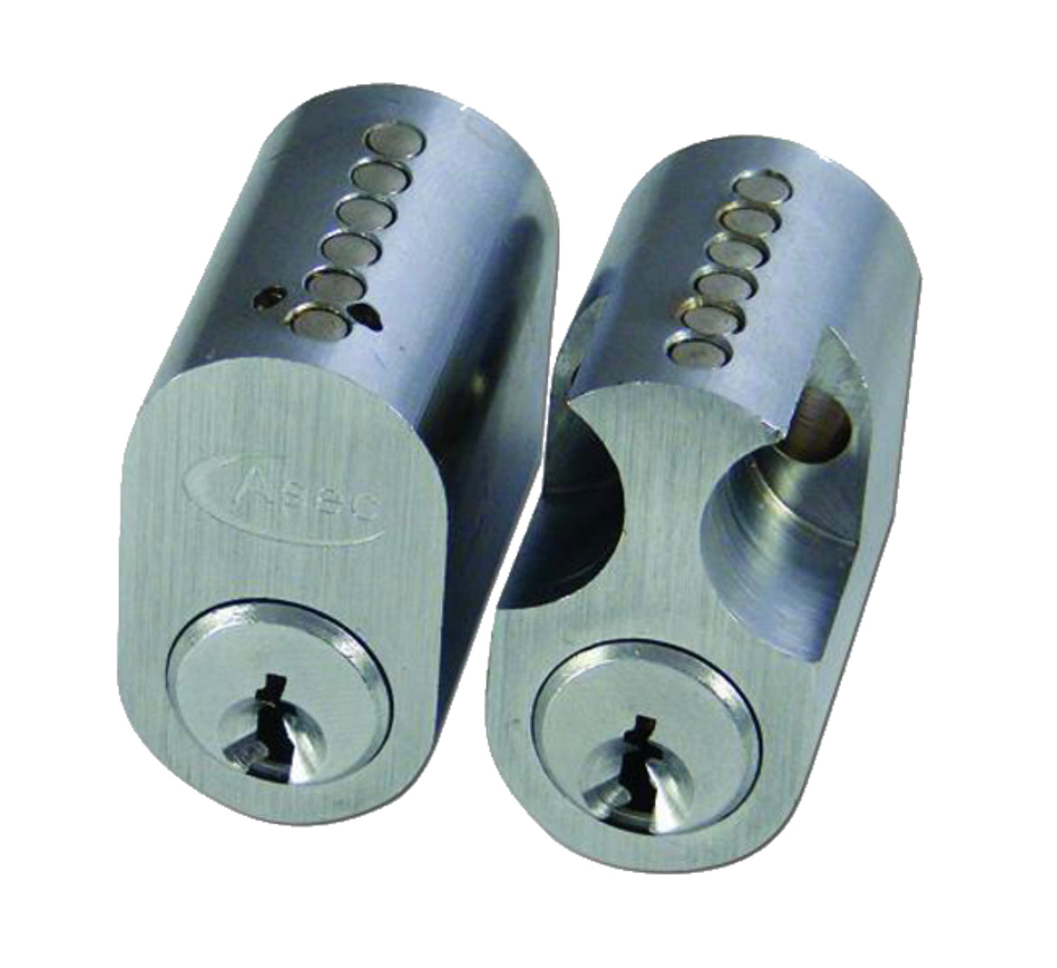 ASEC 6-Pin Scandinavian Oval External / Internal Cylinder Satin Chrome