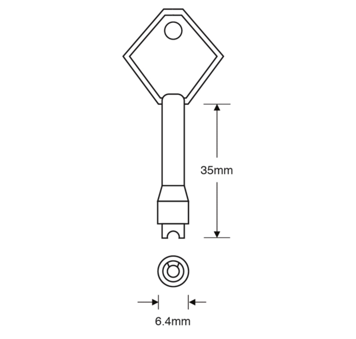 ASEC TS7452 Die cast Diamond Shape Window Key