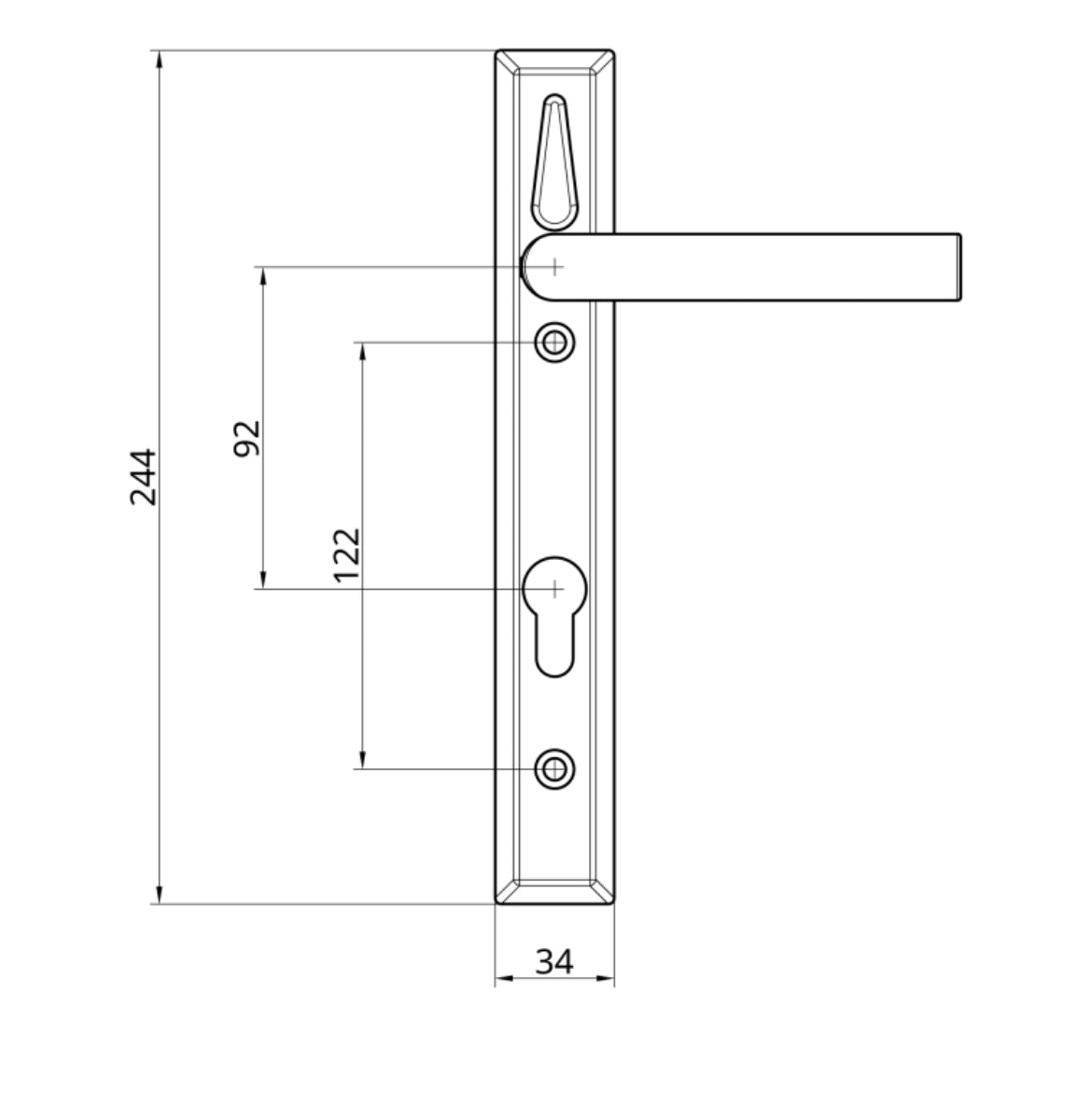 LOXTA Stealth Double Locking Lever Handle (Blank External) - 122mm 92PZ