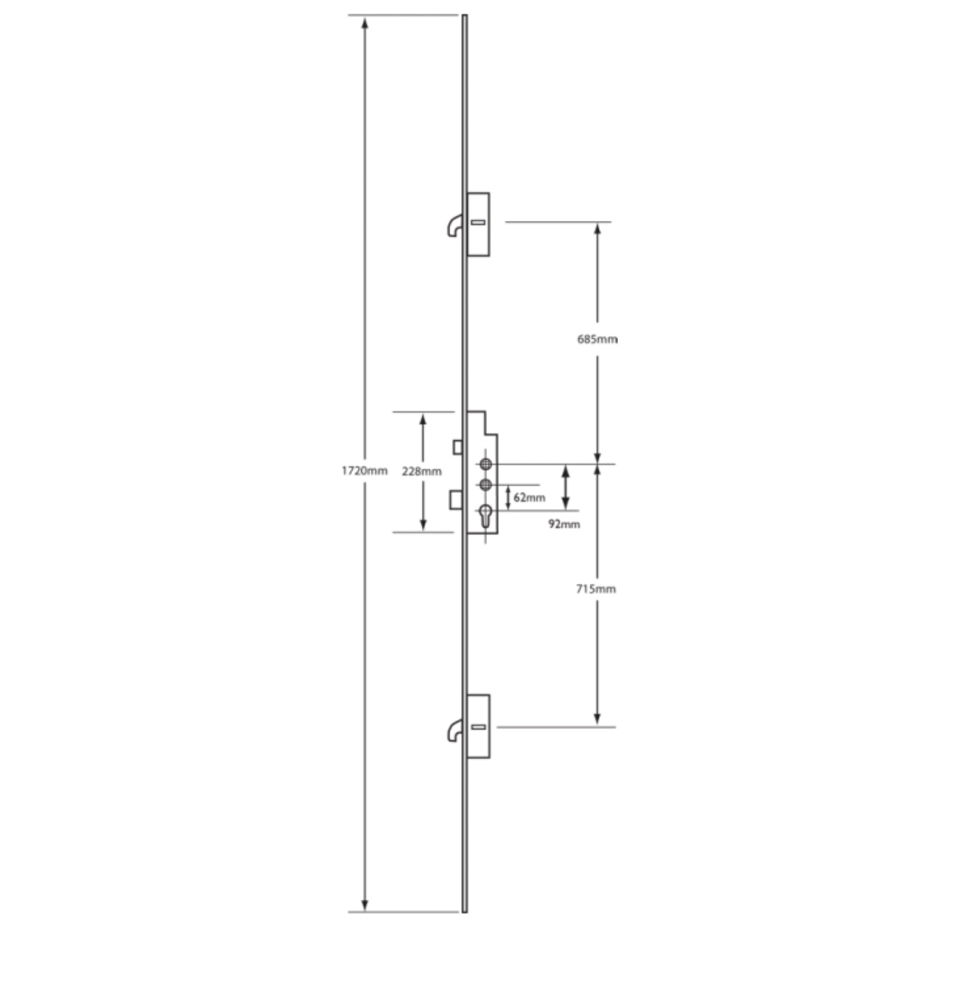FULLEX Crimebeater 20mm Lever Operated Latch & Deadbolt Twin Spindle - 2 Hook