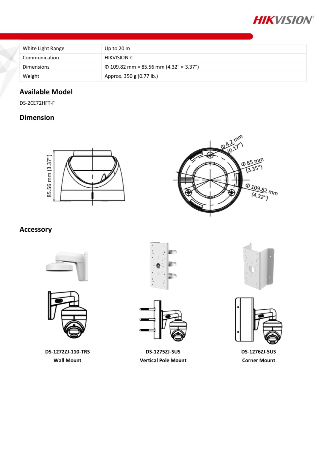 DS-2CE72HFT-F/B-2.8MM