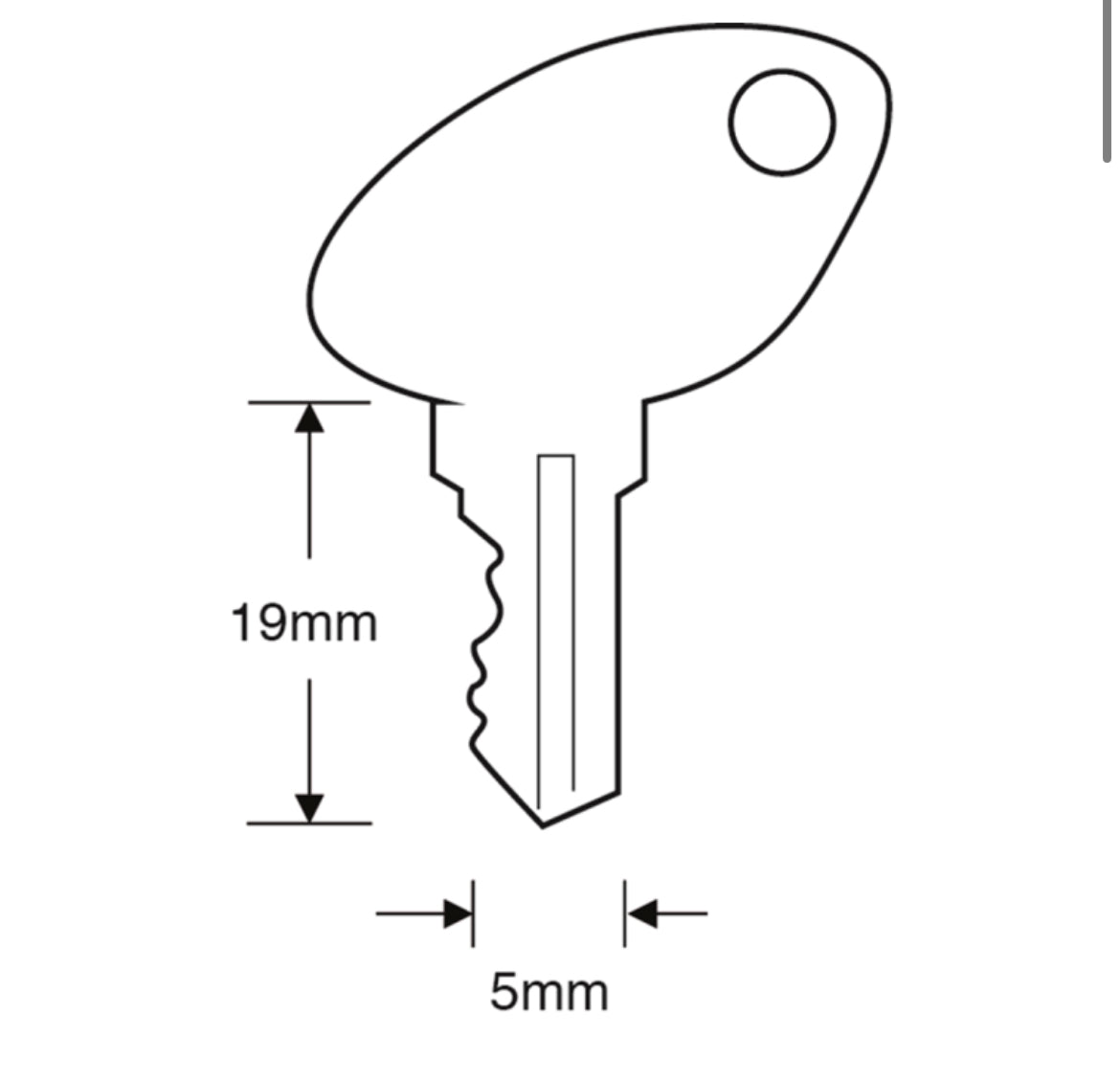 ASEC TS7554 Small Avocet Window Key