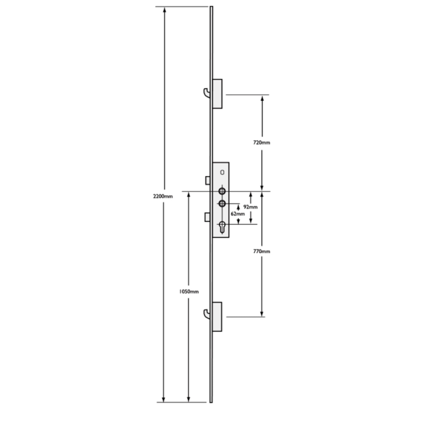LOCKMASTER Lever Operated Latch & Deadbolt Twin Spindle - 2 Hook