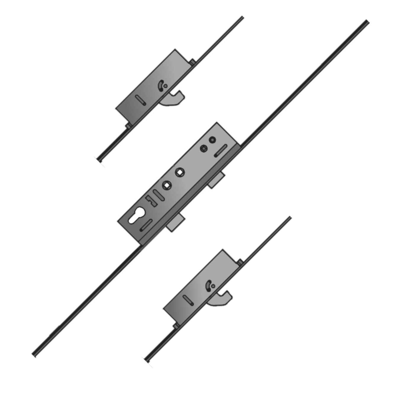 LOCKMASTER Lever Operated Latch & Deadbolt Twin Spindle - 2 Hook