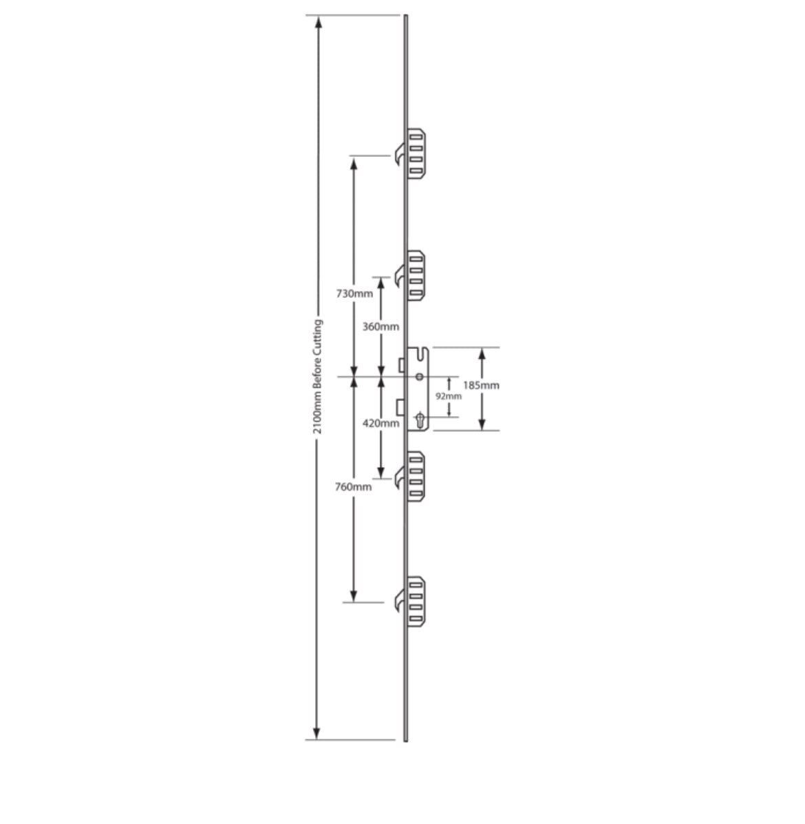 WINKHAUS Cobra Keywind Latch & Deadbolt Single Spindle - 4 Hook