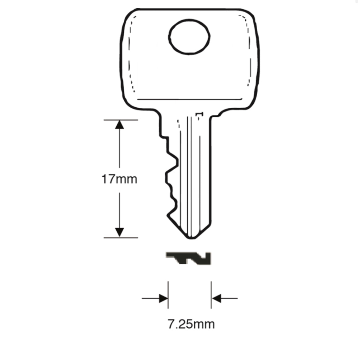 ASEC TS7250 Window Key To Suit Strebor
