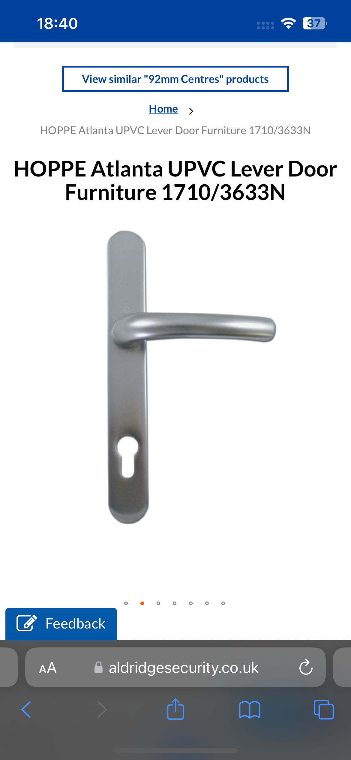 HOPPE Atlanta UPVC Lever Door Furniture 1710/3633N