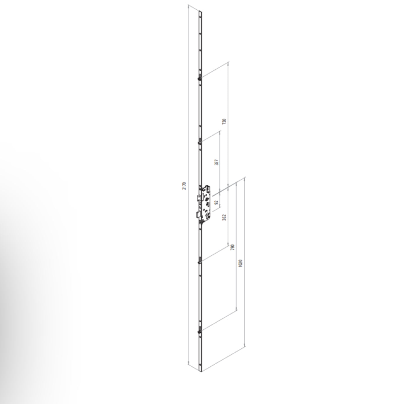 FUHR 856 Type 2 Lever Operated Latch & Deadbolt - 2 Mushroom & 2 Roller