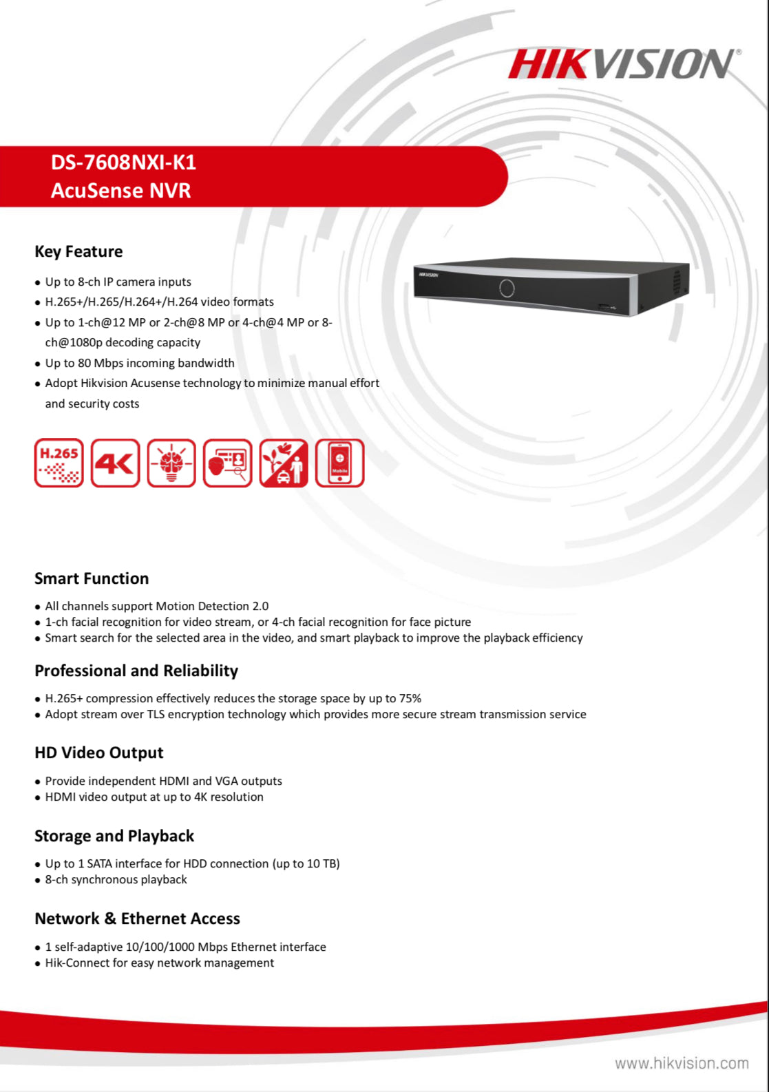 DS-7608NXI-K1/8P/ALARM4+1