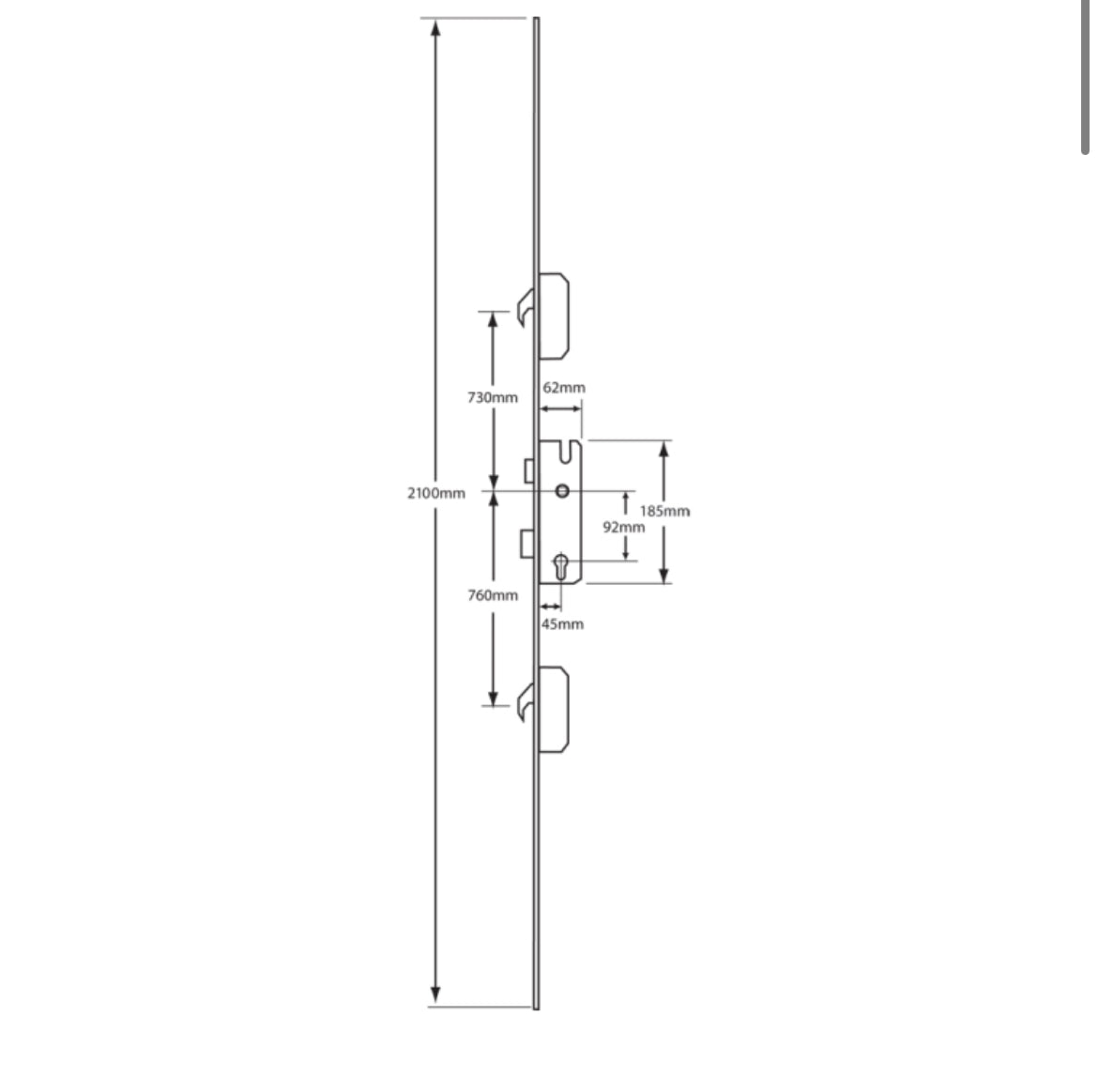 WINKHAUS Cobra Keywind Latch & Deadbolt 16mm Flat Single Spindle - 2 Hook