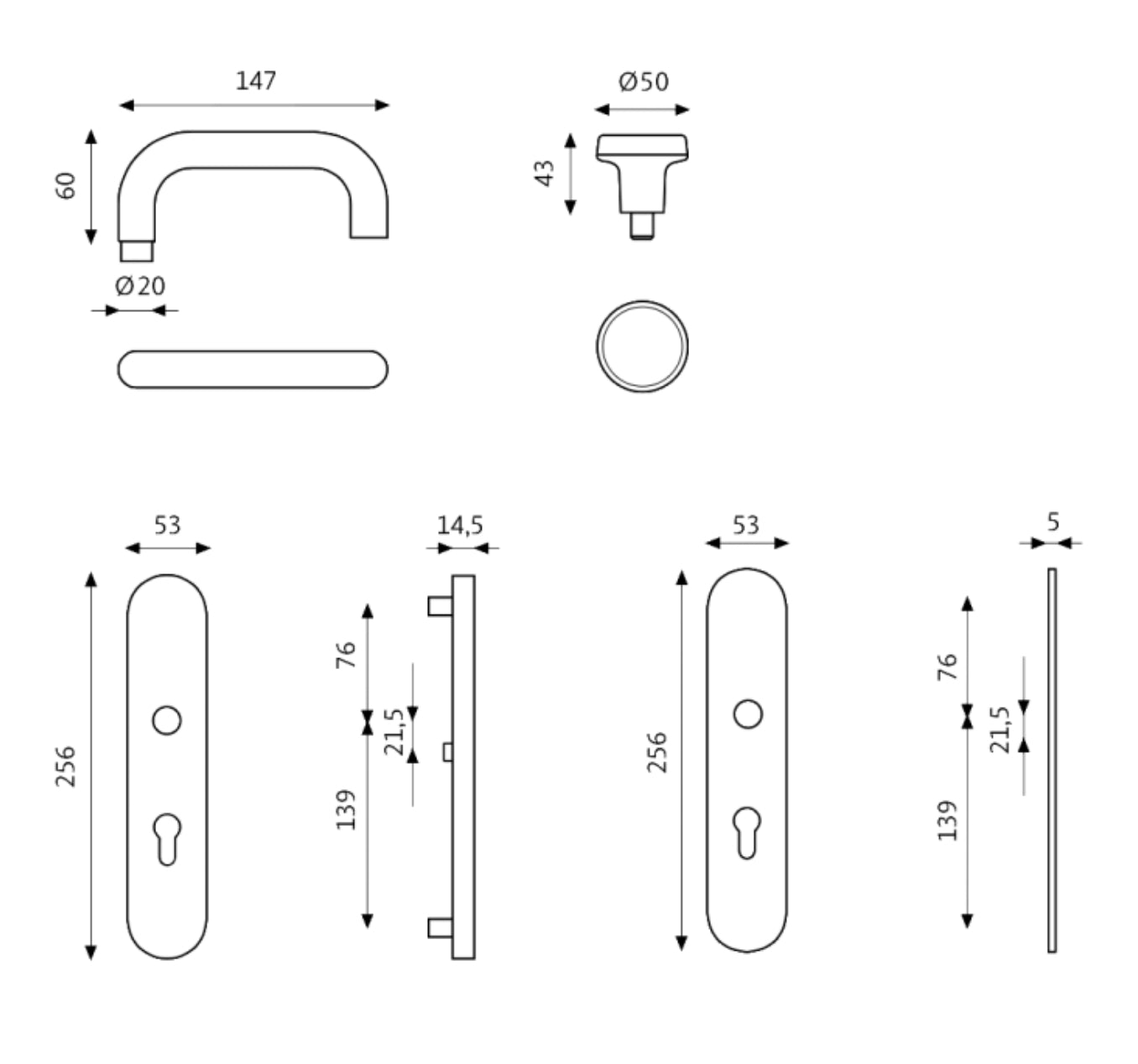 GU BKS Rondo Lever/Knob Door Furniture