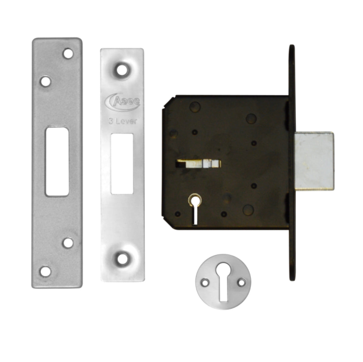 ASEC 3 Lever Deadlock 74mm stainless