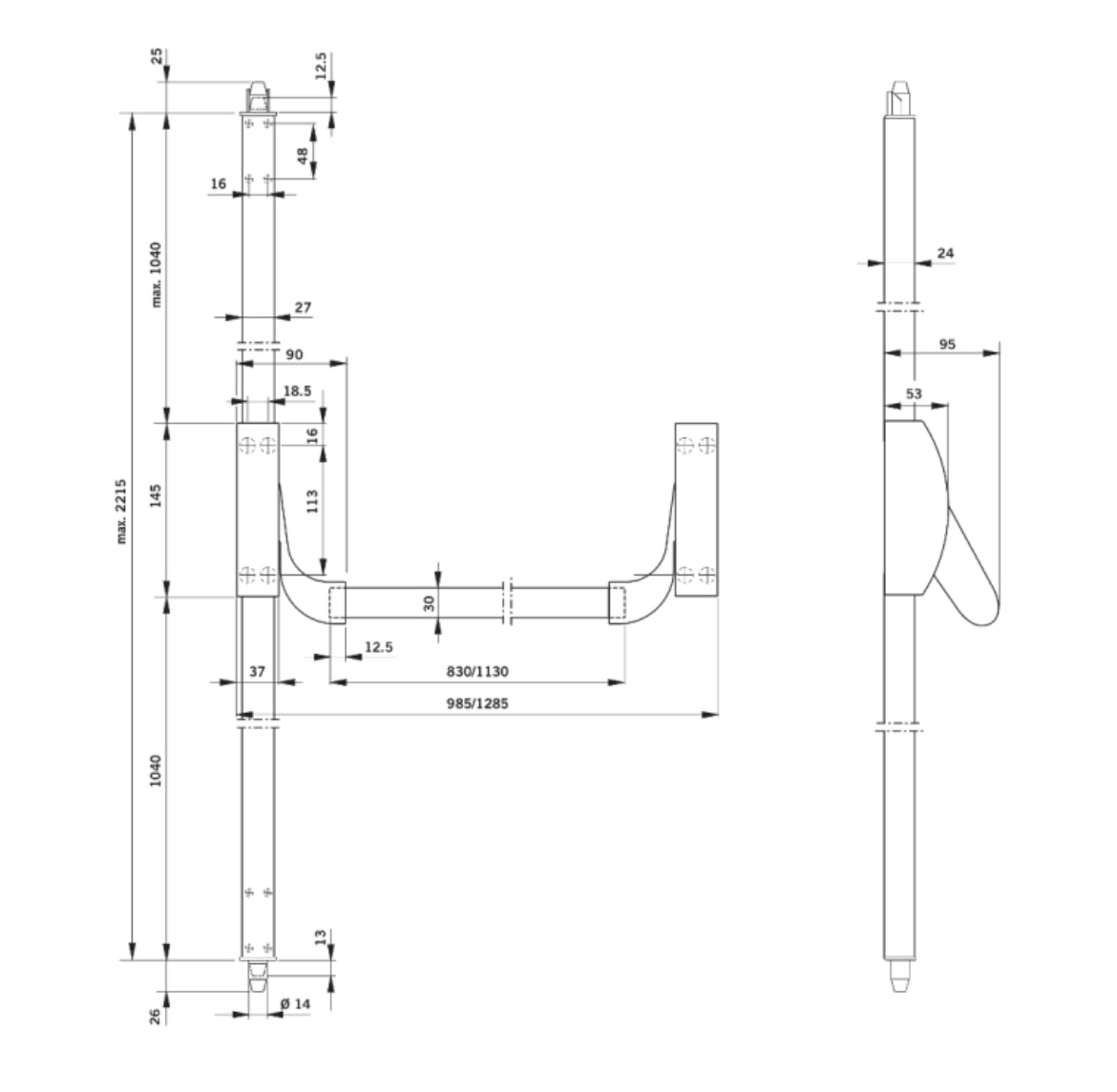 DORMAKABA PHA2220 Standard Panic Bolt