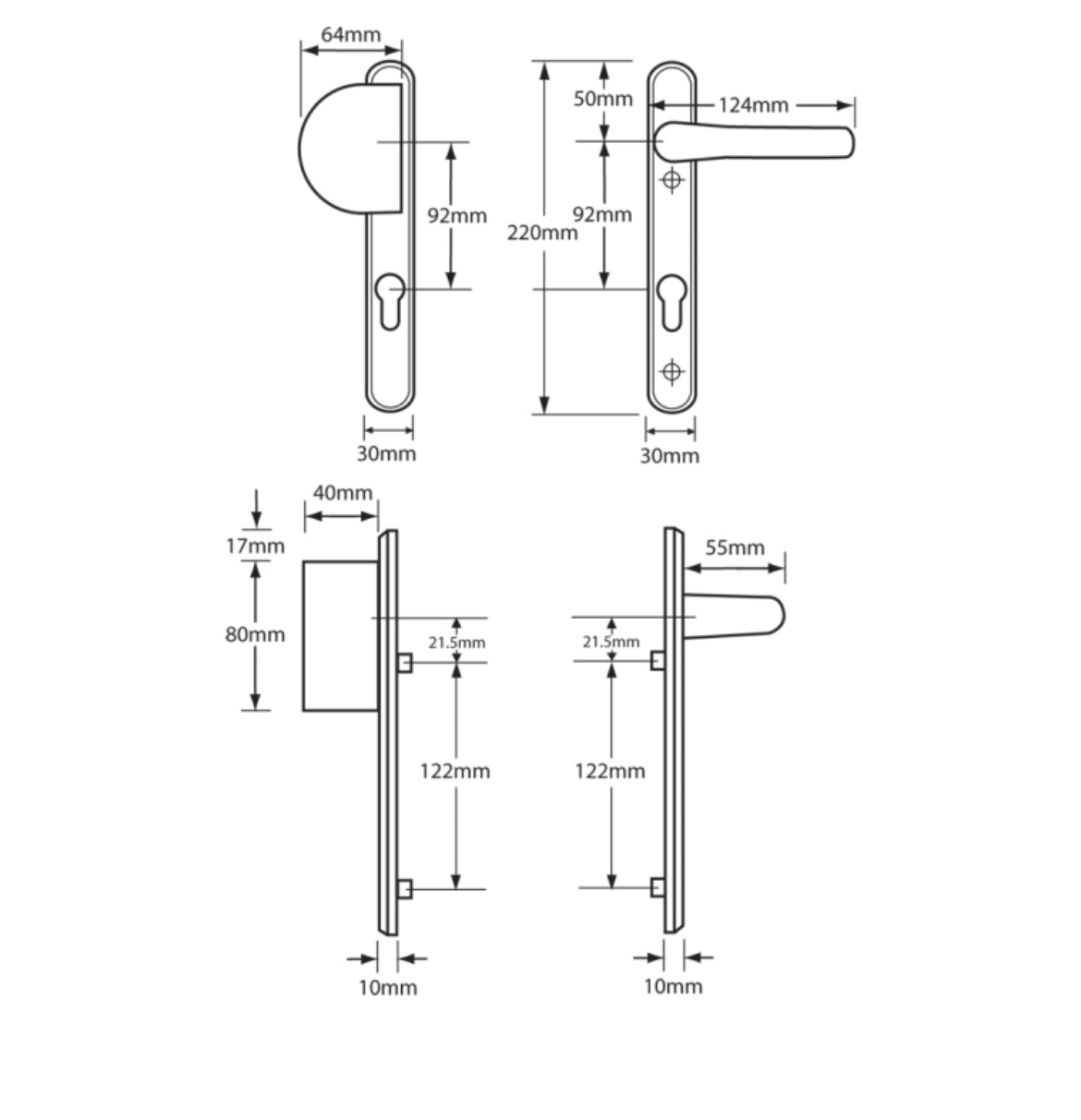 HOPPE UPVC Lever / Fixed Pad Door Furniture 554/3360N