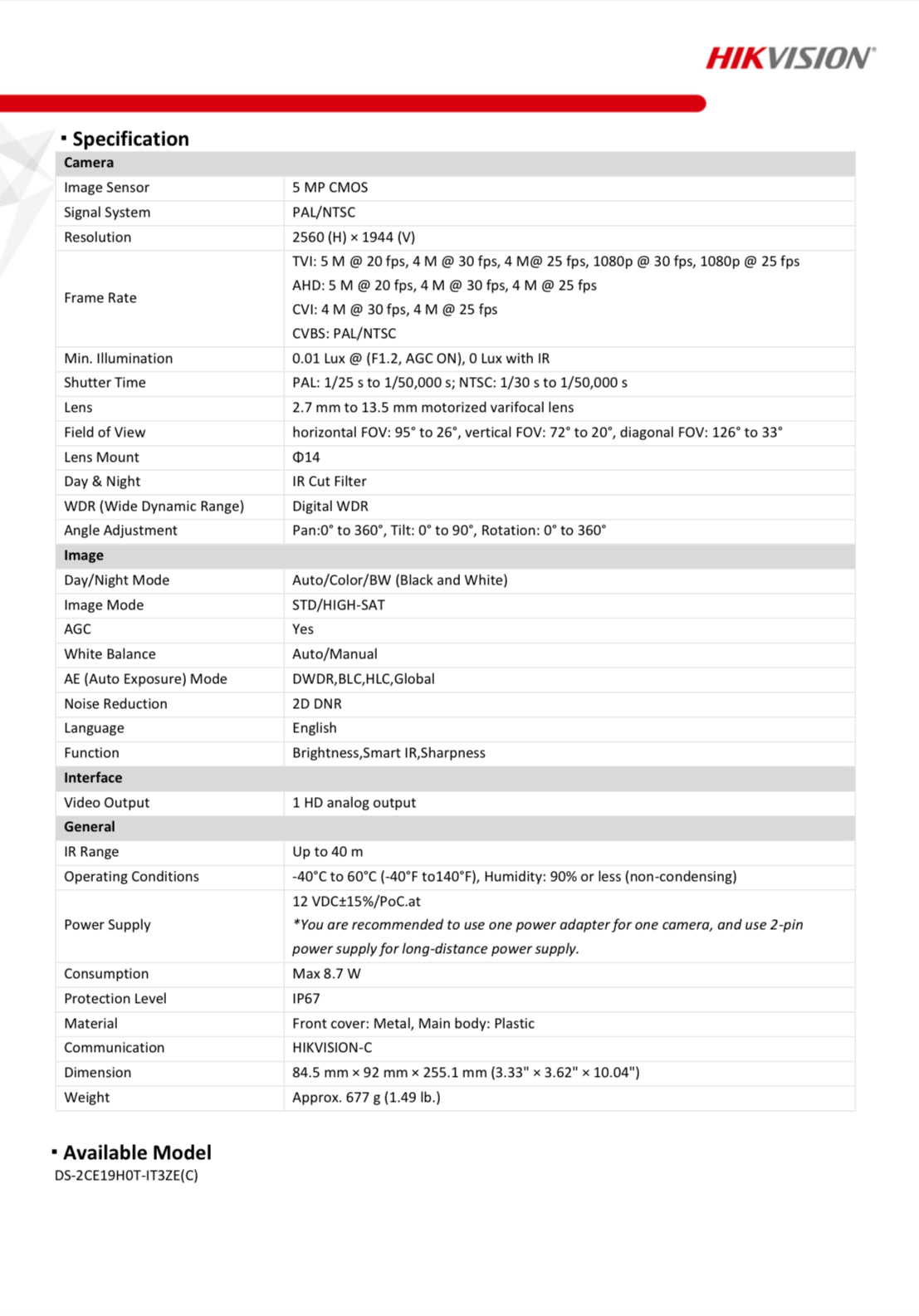 DS-2CE19H0T-IT3ZE(2.7-13.5MM)