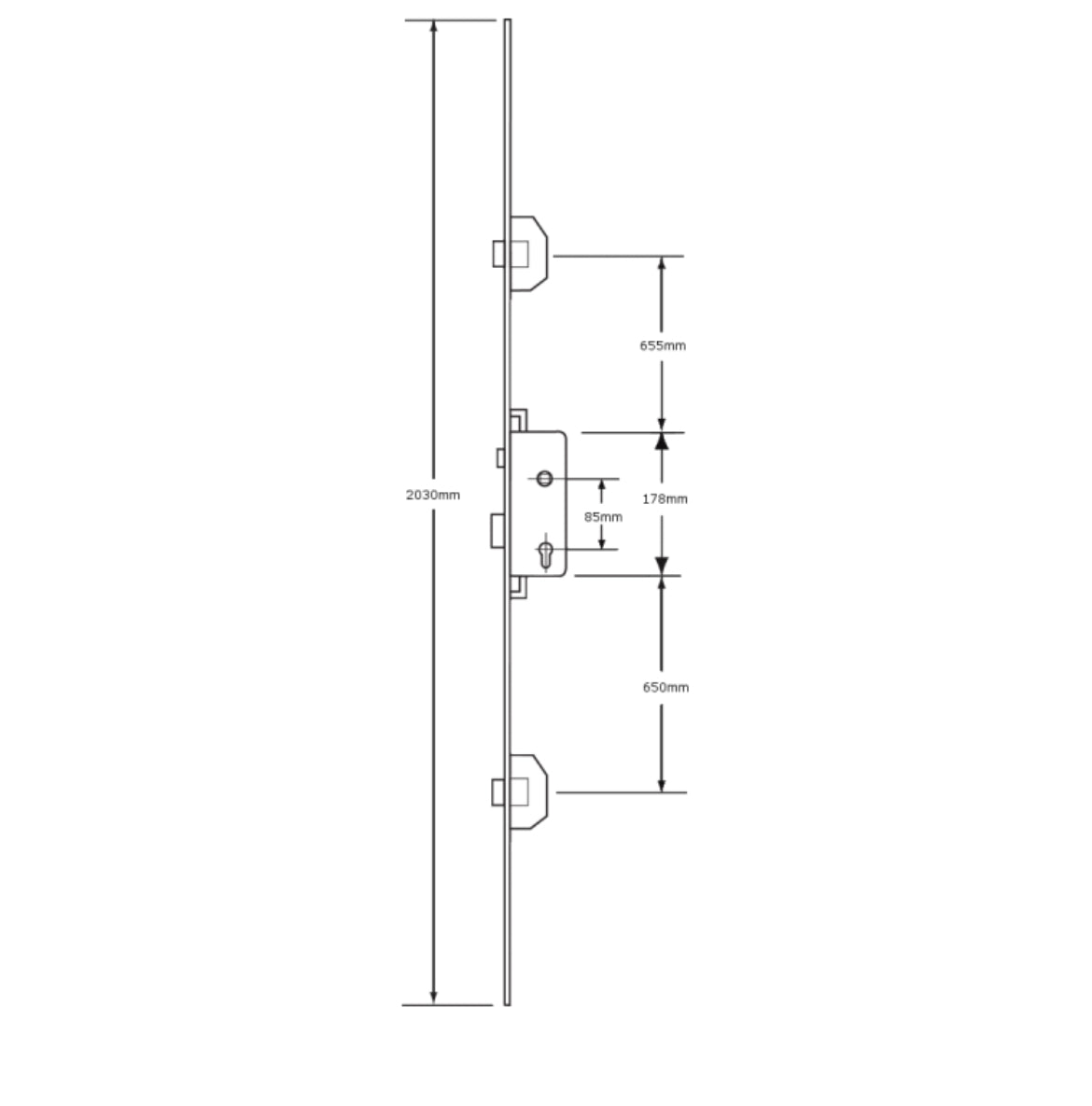 UCEM Lever Operated Latch & Deadbolt - 2 Deadbolt