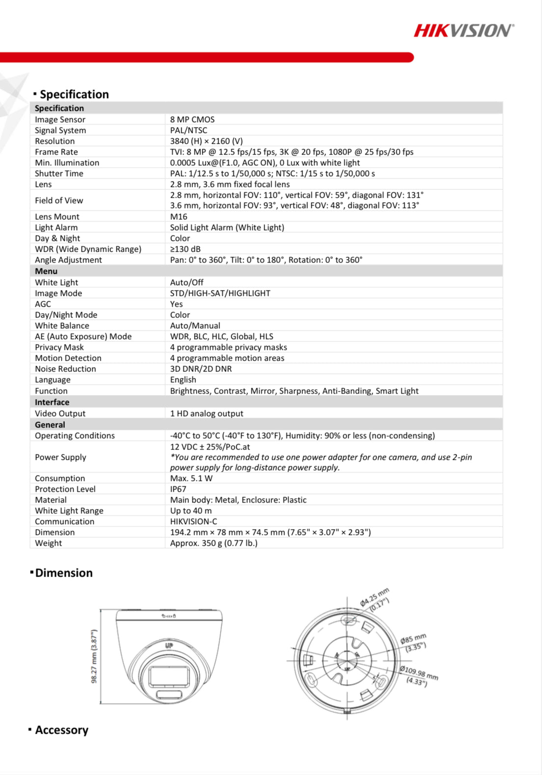 DS-2CE72UF3T-E(2.8MM)