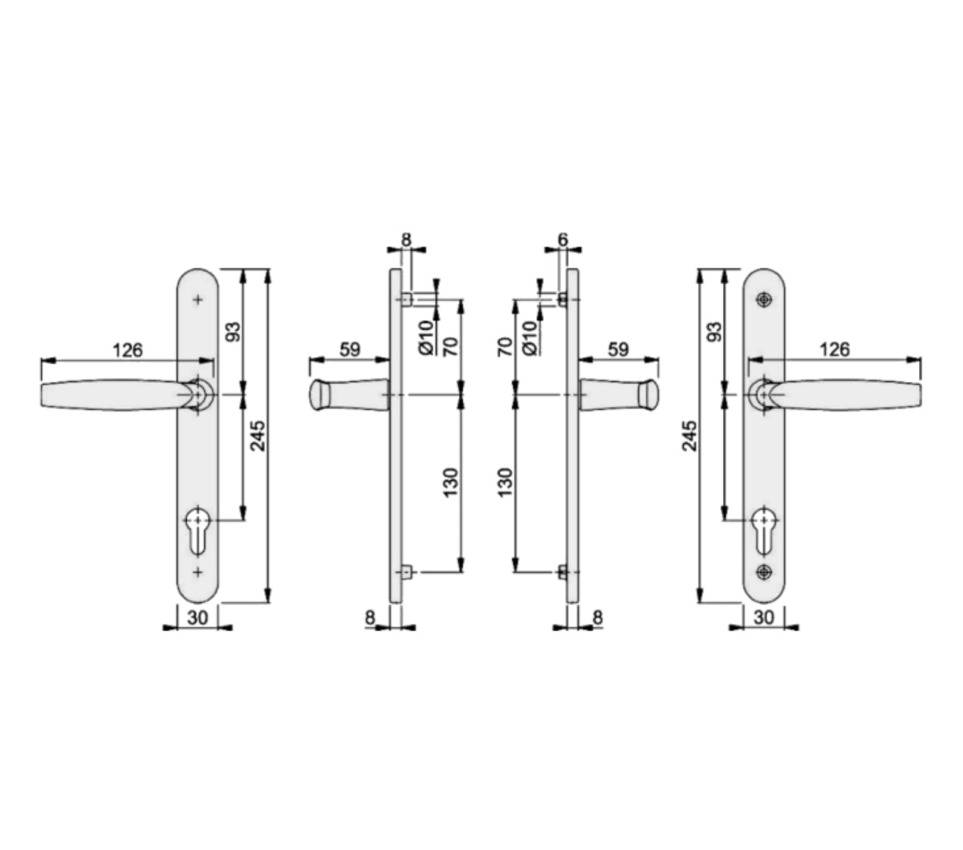 HOPPE Atlanta 92 Centres Lever/Lever 2 Hole Fix 1530/3346 Furniture To Suit Roto