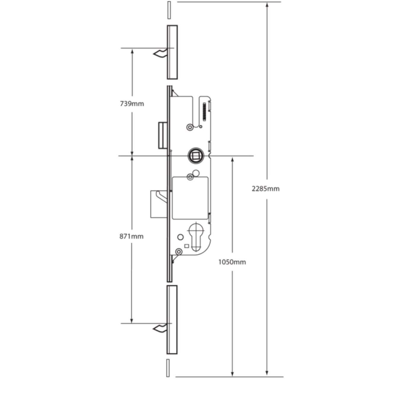 GU Tripact Lever Operated Latch & Deadbolt - 2 Small Hook