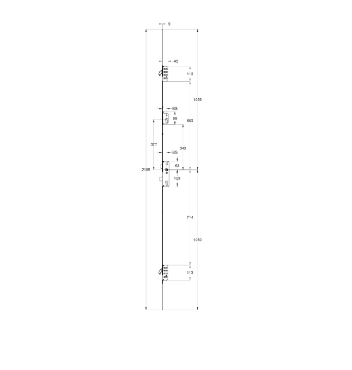 WINKHAUS Cobra Lever Operated Latch & Deadbolt Split Spindle & Lockout, 20mm Radius - 2 Hook