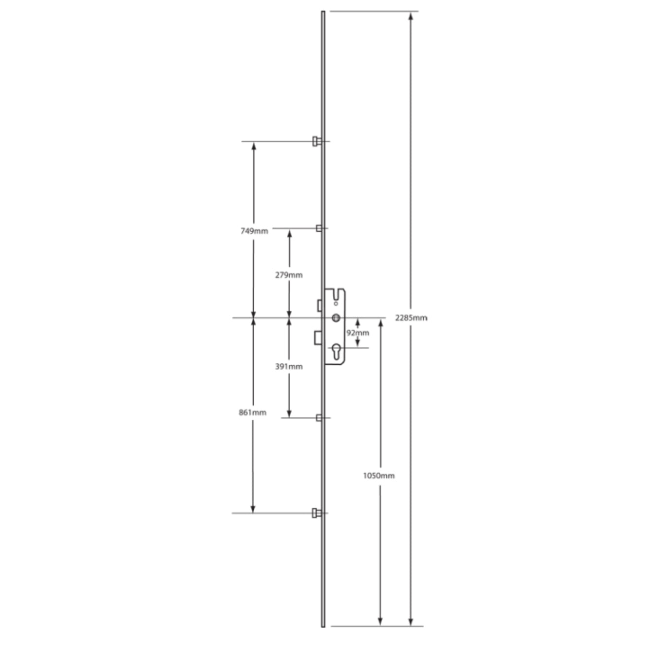 GU Secury Europa Lever Operated Latch & Deadbolt Split Spindle - 2 Roller & 2 Mushrooms