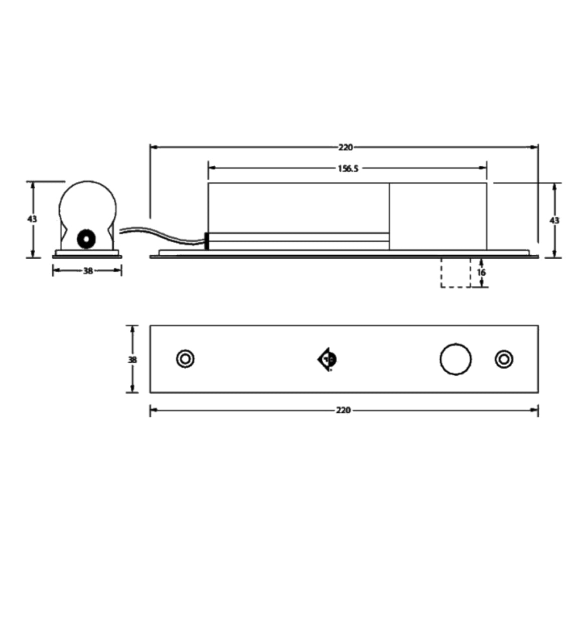 ADAMS RITE 1391-1042 Solenoid Bolt dimensions