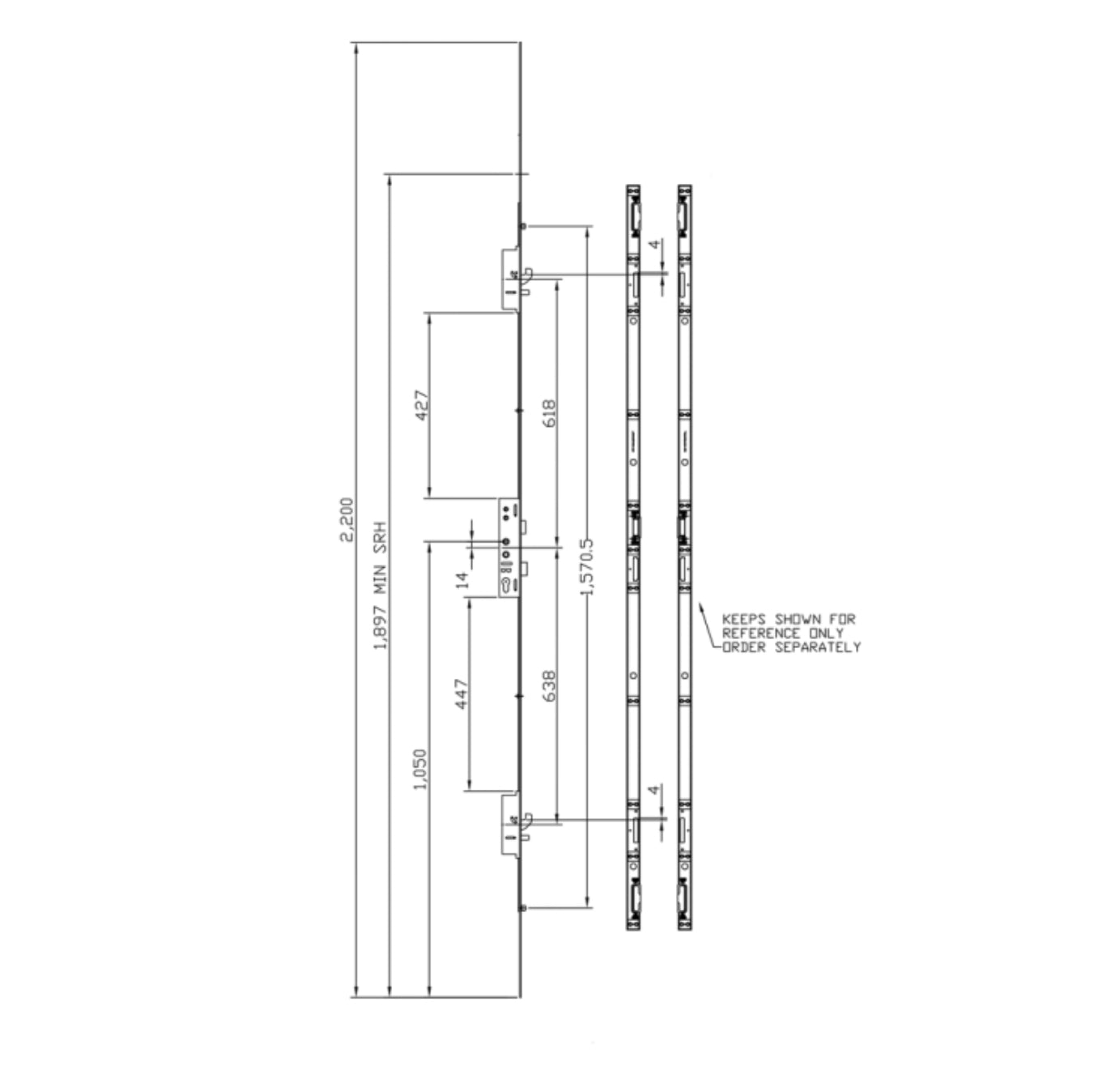 LOCKMASTER Lever Operated Latch & Deadbolt Twin Spindle - 2 Hook 2 Anti-Lift 2 Roller