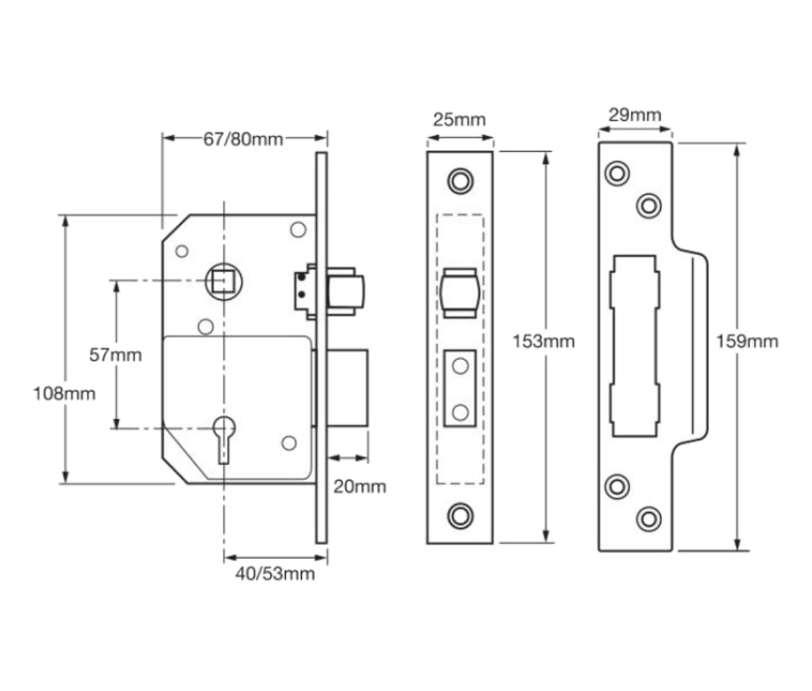 UNION C-Series 3K74E BS 5 Lever Sashlock