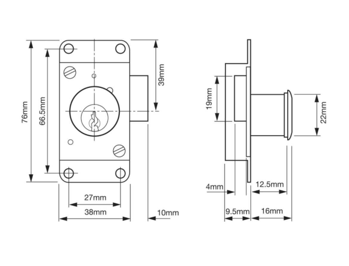 UNION 4143 Cylinder Straight Cupboard Lock