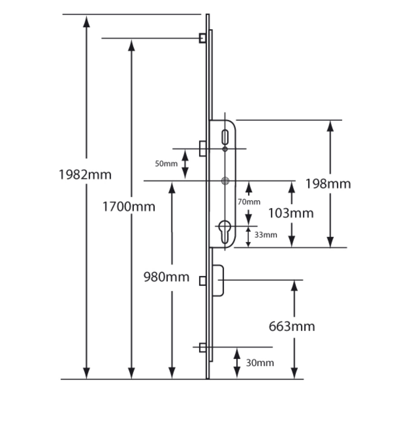 FERCO Munster Joinery Lever Operated Latch Only - 1 Lower Deadbolt & 2 Roller