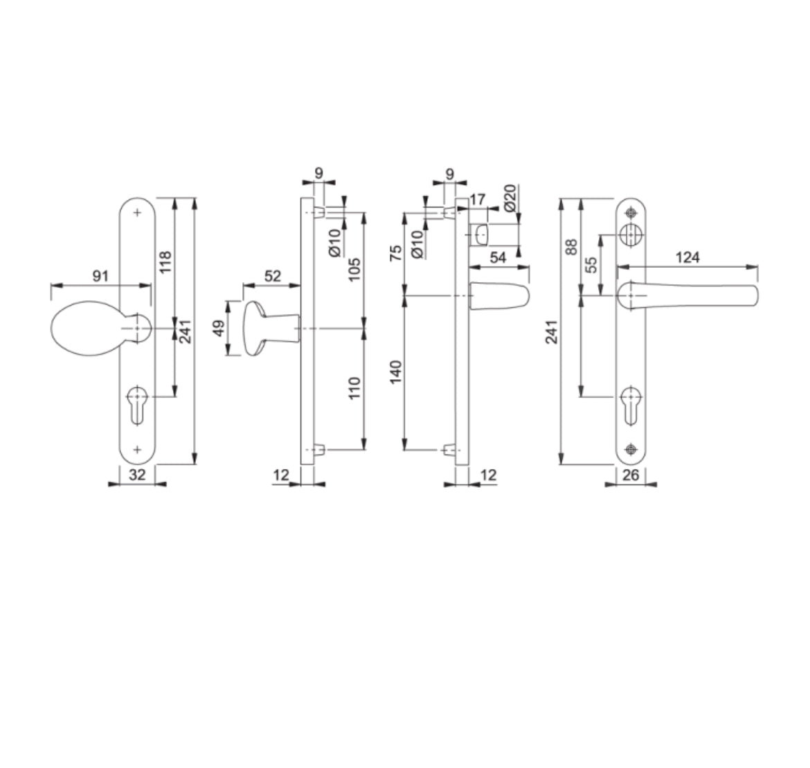 HOPPE UPVC Lever / Moveable Pad Door Furniture 76G/3633N/3623N/1710