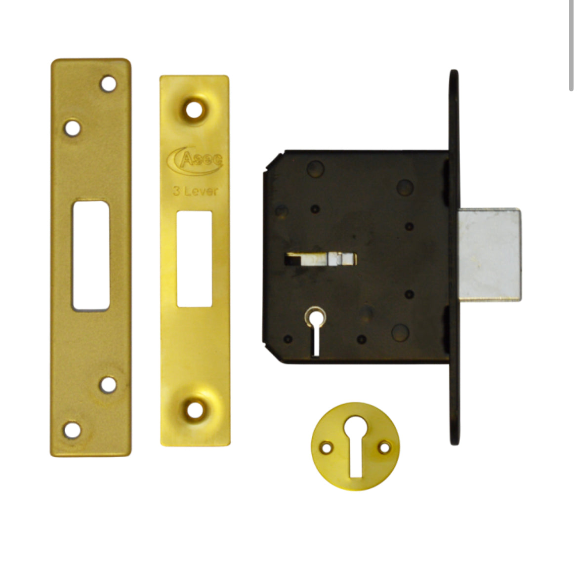 ASEC 3 Lever Deadlock 64mm gold