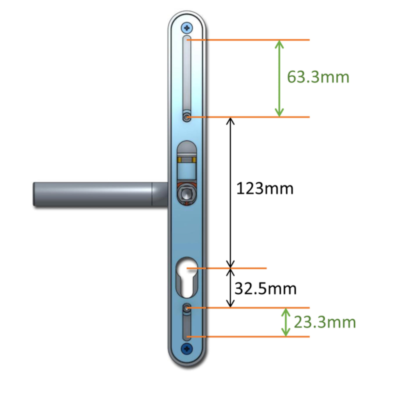 CHAMELEON Pro 59-96mm Centres Adaptable Handle Rear measurments