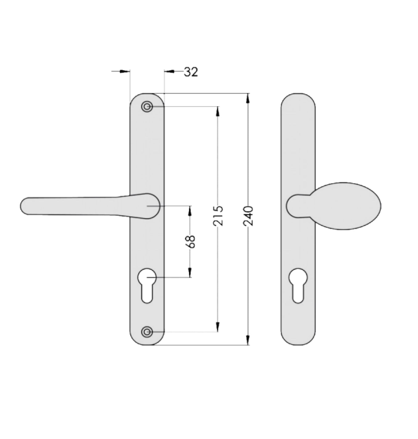 ASEC 68mm Lever Pad UPVC Door Furniture With Snib