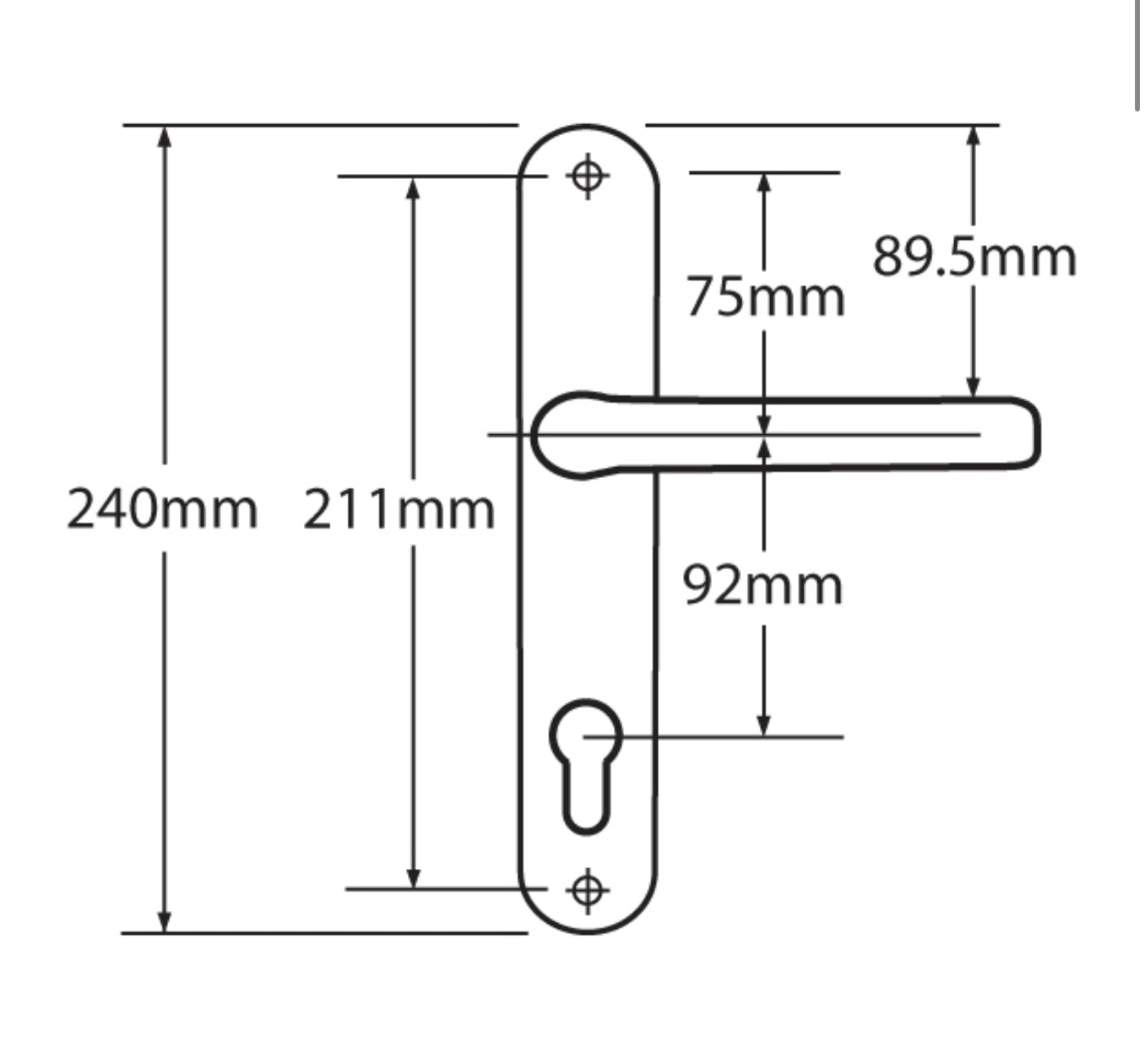 MILA Prolinea 92 Lever/Lever UPVC Furniture - 240mm Backplate