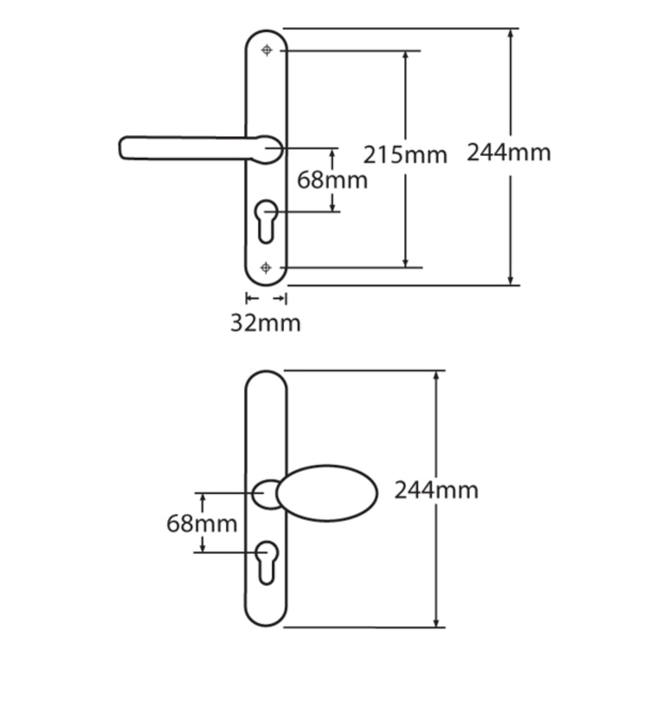 FULLEX 68 Lever/Pad UPVC Furniture - No Snib