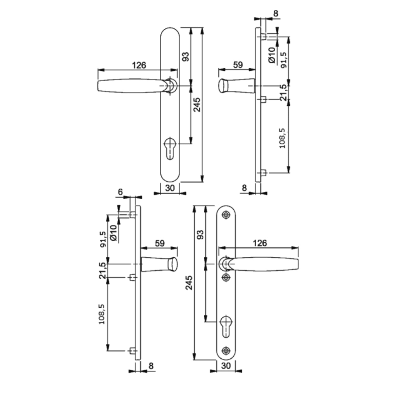 HOPPE Atlanta 92PZ 3 Hole Fix 1530/3346 UPVC Furniture