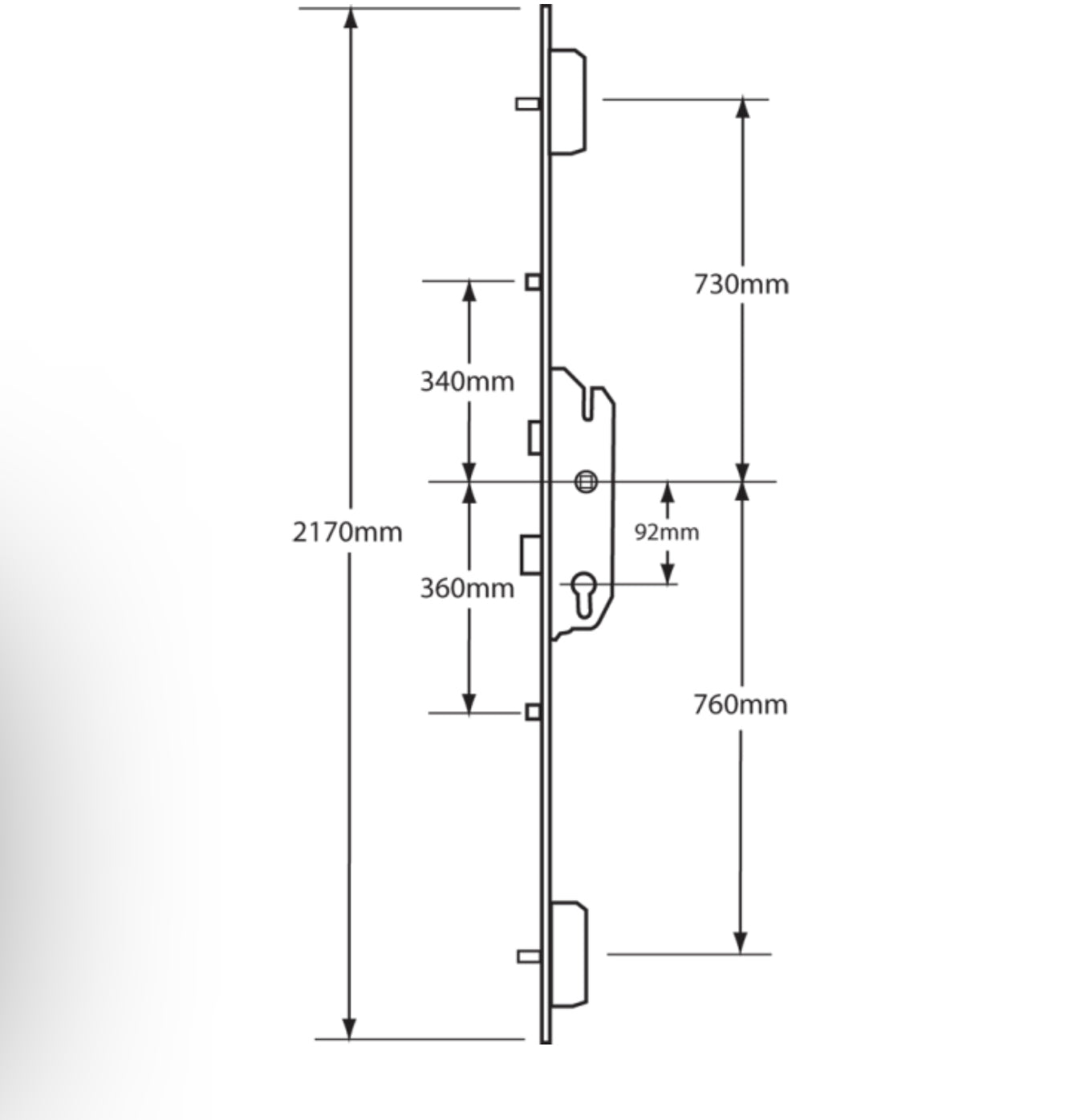 FUHR 855 Type 8 Key Wind Latch & Deadbolt - 2 Roller & 2 Pin